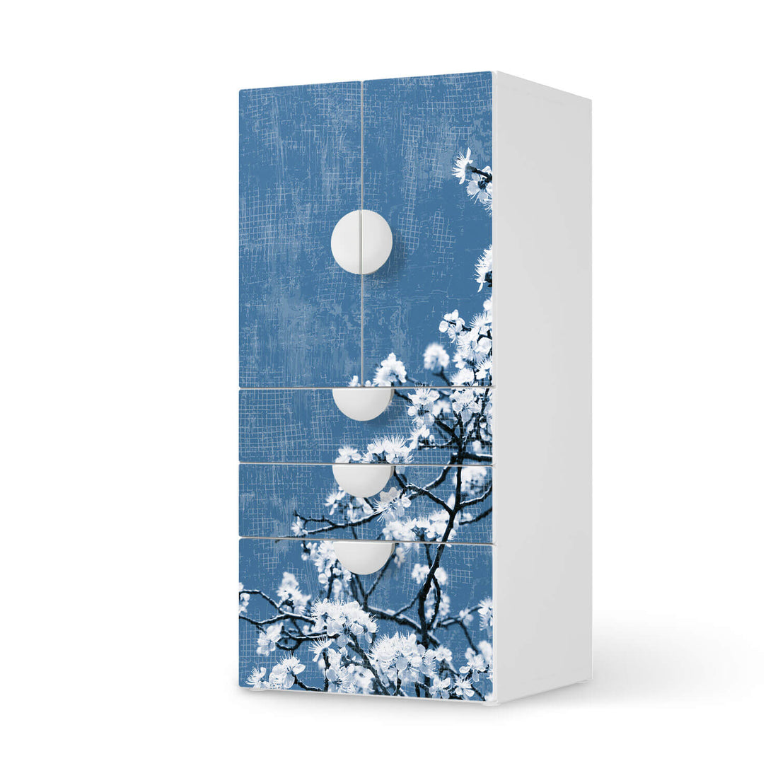 Möbelfolie Spring Tree - IKEA Smastad kombiniert - 3 Schubladen und 2 kleine Türen  - weiss