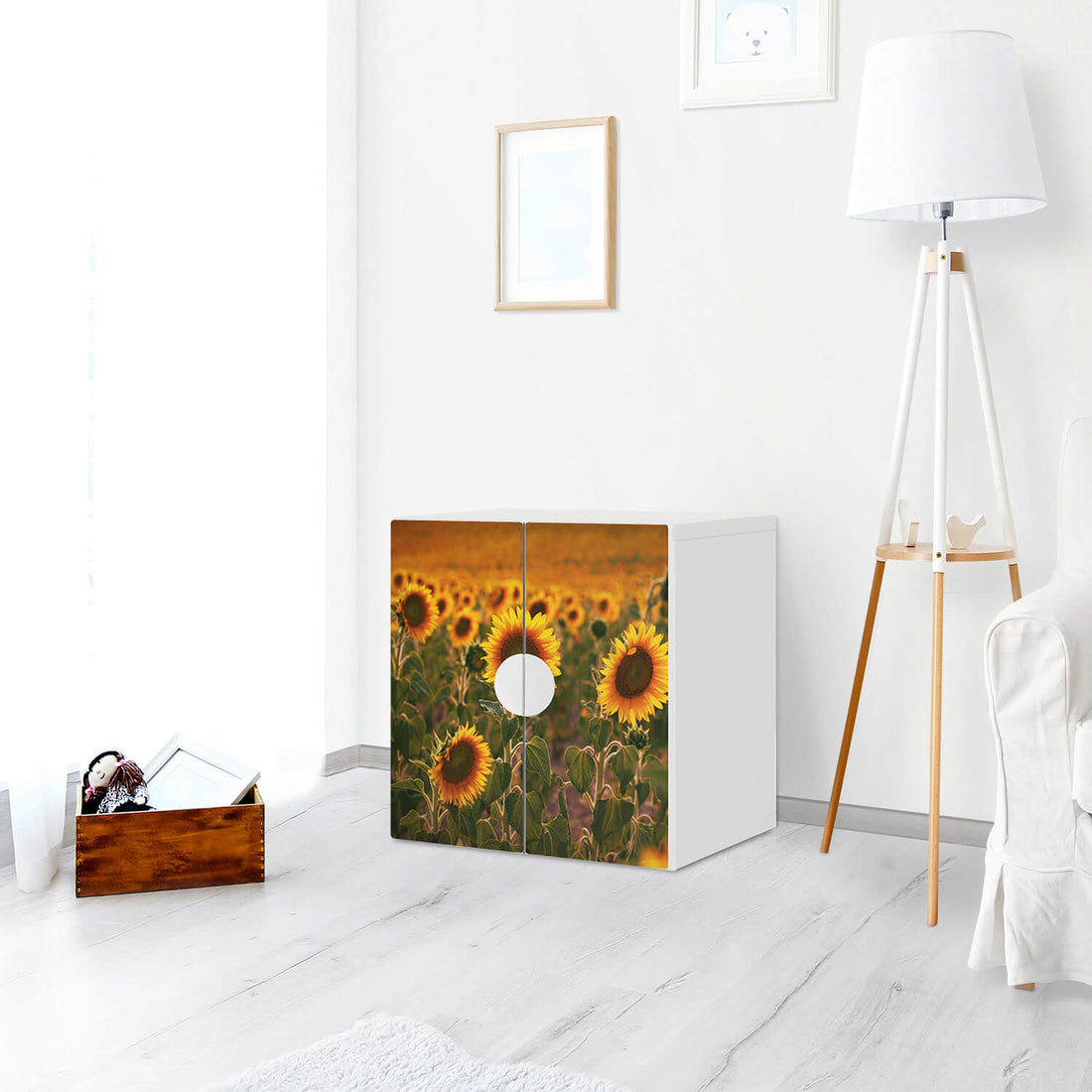 Selbstklebende Folie Sunflowers - IKEA Smastad Schrank - 2 kleine Türen - Kinderzimmer