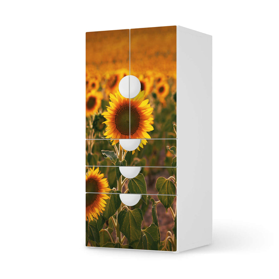 Möbelfolie Sunflowers - IKEA Smastad kombiniert - 3 Schubladen und 2 kleine Türen  - weiss