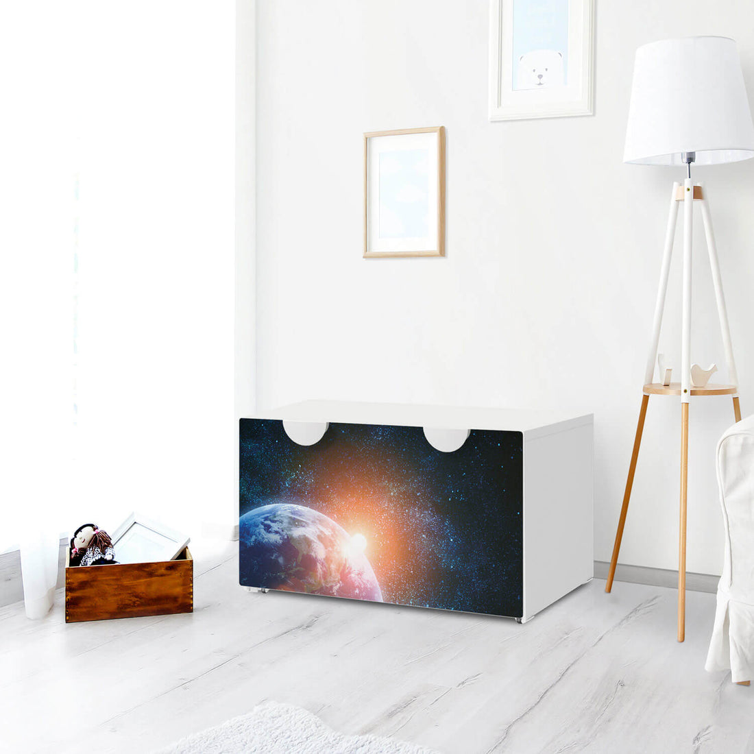 Möbelfolie Sunrise - IKEA Smastad Bank mit Kasten - Kinderzimmer