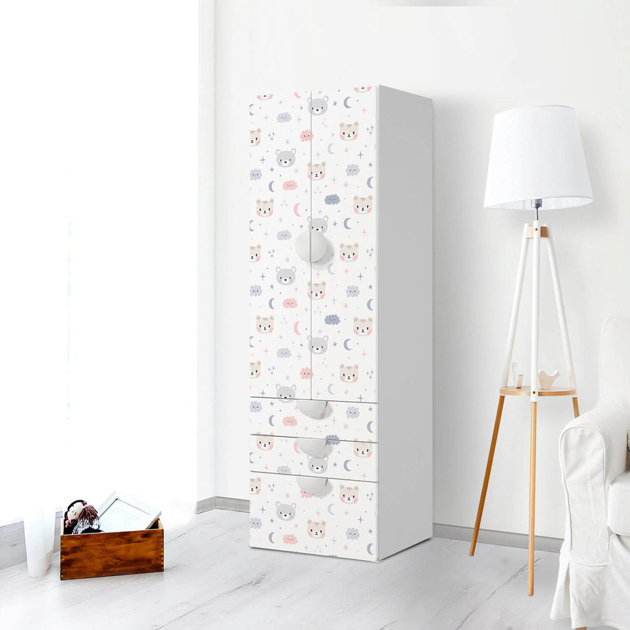 Klebefolie Sweet Dreams - IKEA Smastad kombiniert - 3 Schubladen und 2 große Türen - Kinderzimmer