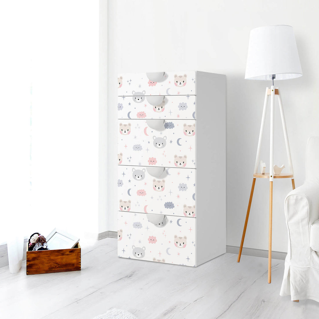 Möbel Klebefolie Sweet Dreams - IKEA Smastad Kommode - 5 Schubladen - Kinderzimmer