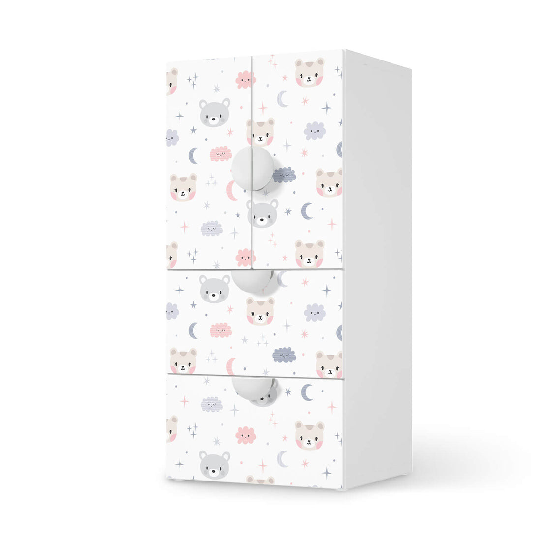 Möbelfolie Sweet Dreams - IKEA Smastad kombiniert - 2 Schubladen und 2 kleine Türen  - weiss