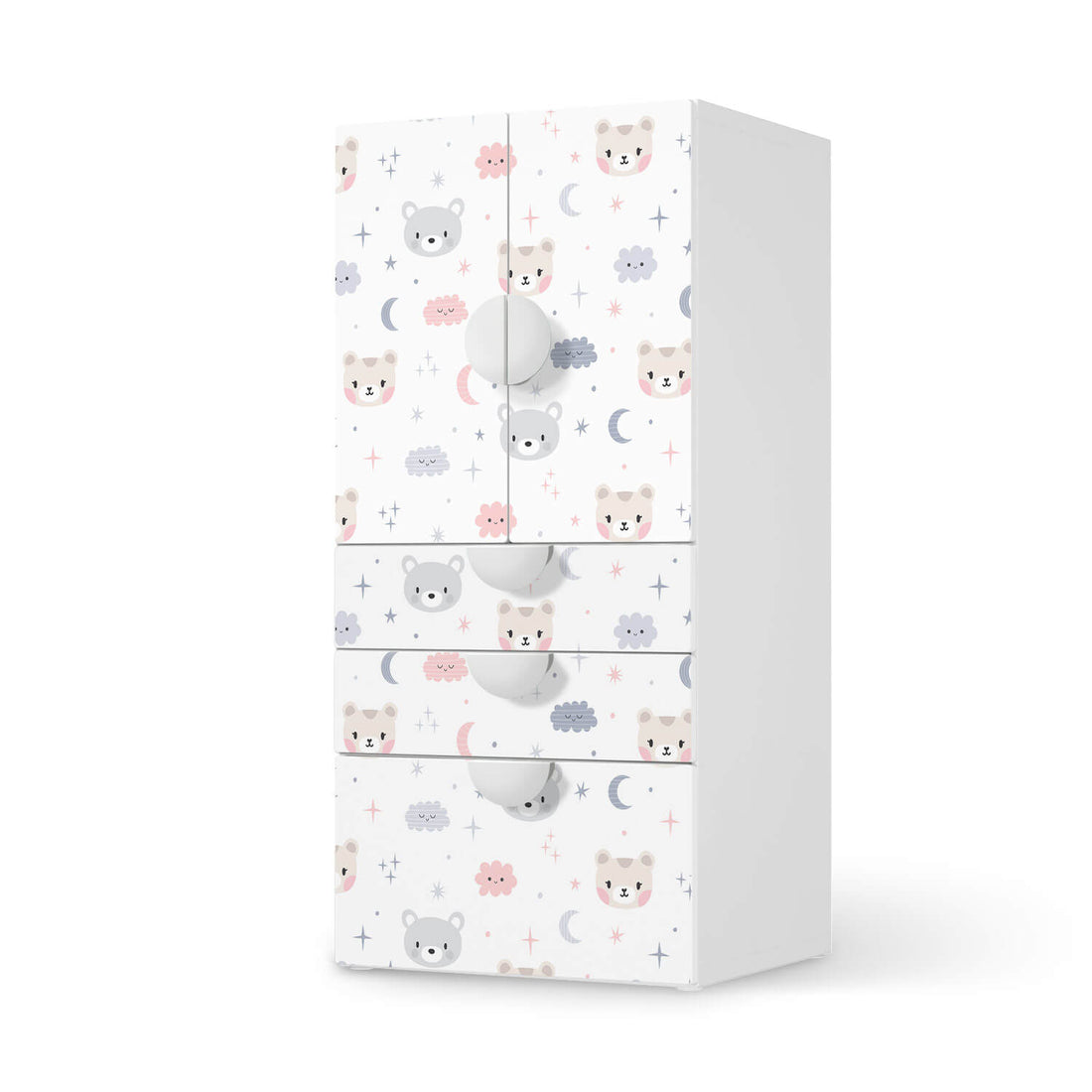 Möbelfolie Sweet Dreams - IKEA Smastad kombiniert - 3 Schubladen und 2 kleine Türen  - weiss