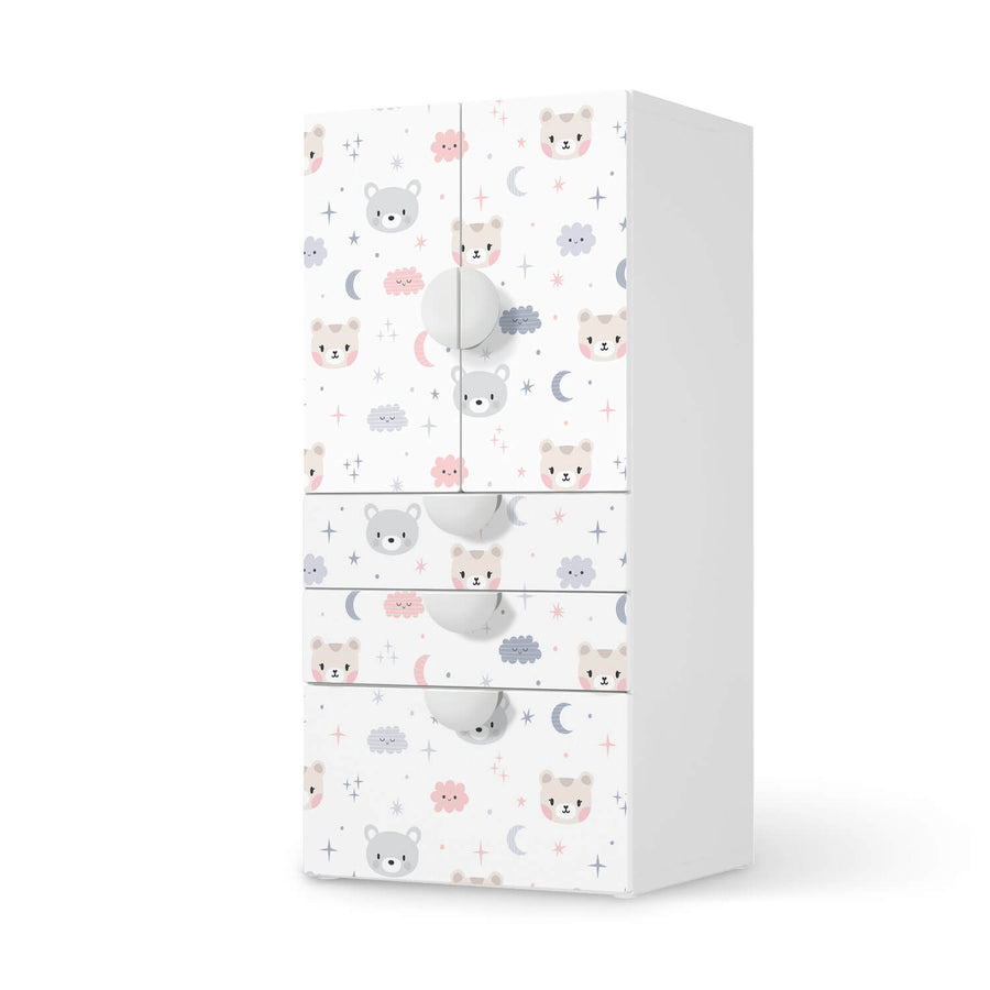 Möbelfolie Sweet Dreams - IKEA Smastad kombiniert - 3 Schubladen und 2 kleine Türen  - weiss
