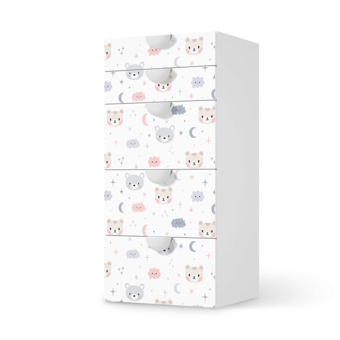 Möbel Klebefolie Sweet Dreams - IKEA Smastad Kommode - 5 Schubladen  - weiss