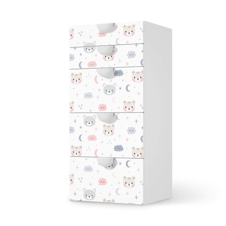 Möbel Klebefolie Sweet Dreams - IKEA Smastad Kommode - 5 Schubladen  - weiss