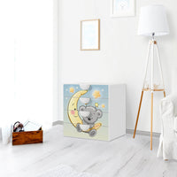 Klebefolie Teddy und Mond - IKEA Smastad Kommode - 4 Schubladen - Kinderzimmer