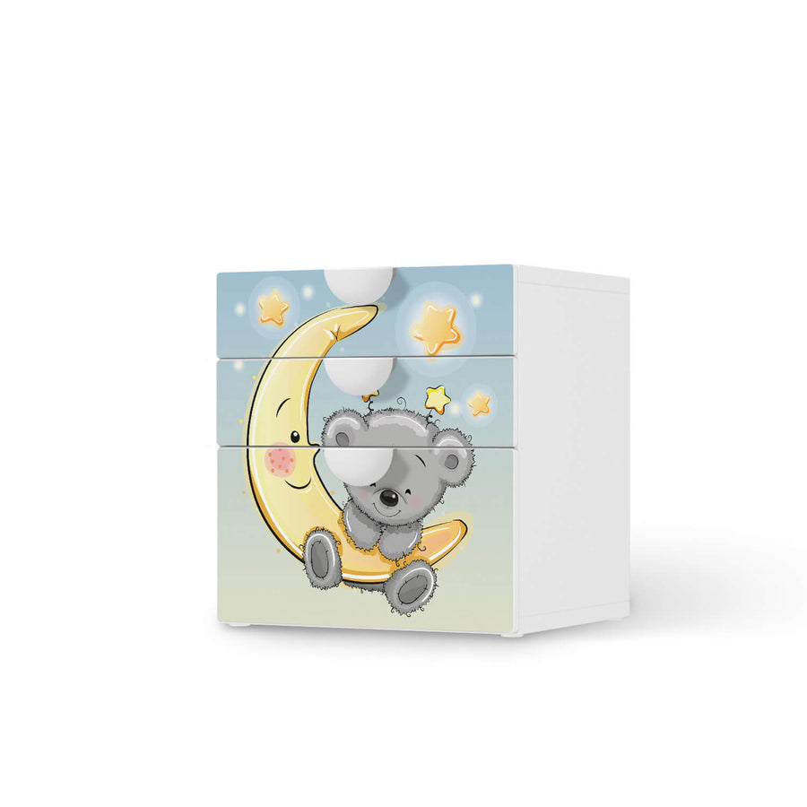 Folie für Möbel Teddy und Mond - IKEA Smastad Kommode - 3 Schubladen  - weiss
