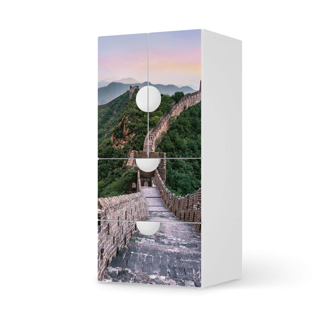 Möbelfolie The Great Wall - IKEA Smastad kombiniert - 2 Schubladen und 2 kleine Türen  - weiss