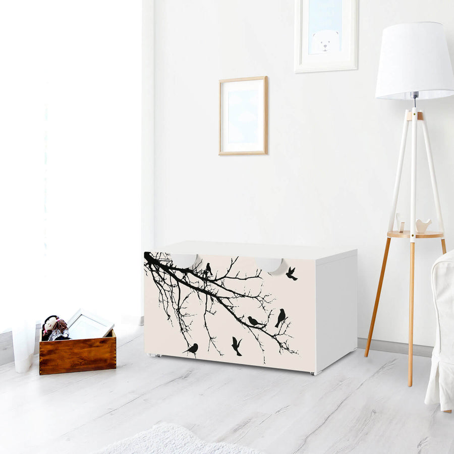 Möbelfolie Tree and Birds 1 - IKEA Smastad Bank mit Kasten - Kinderzimmer