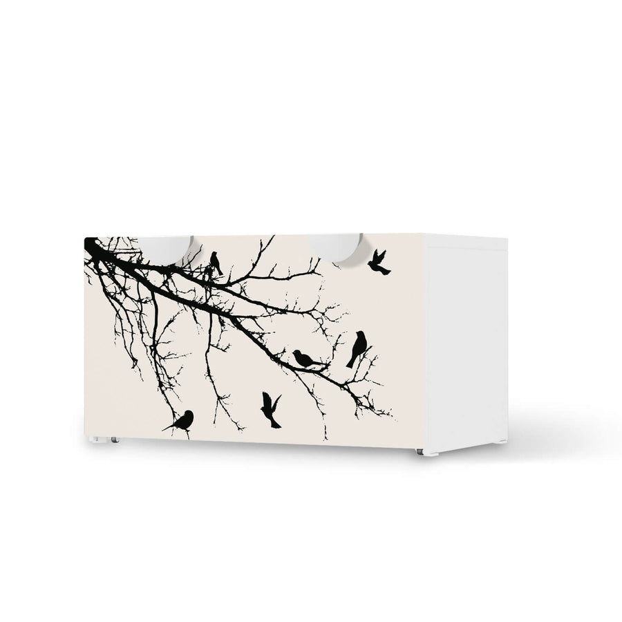 Möbelfolie Tree and Birds 1 - IKEA Smastad Bank mit Kasten  - weiss