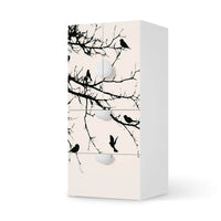 Möbelfolie Tree and Birds 1 - IKEA Smastad kombiniert - 2 Schubladen und 2 kleine Türen  - weiss