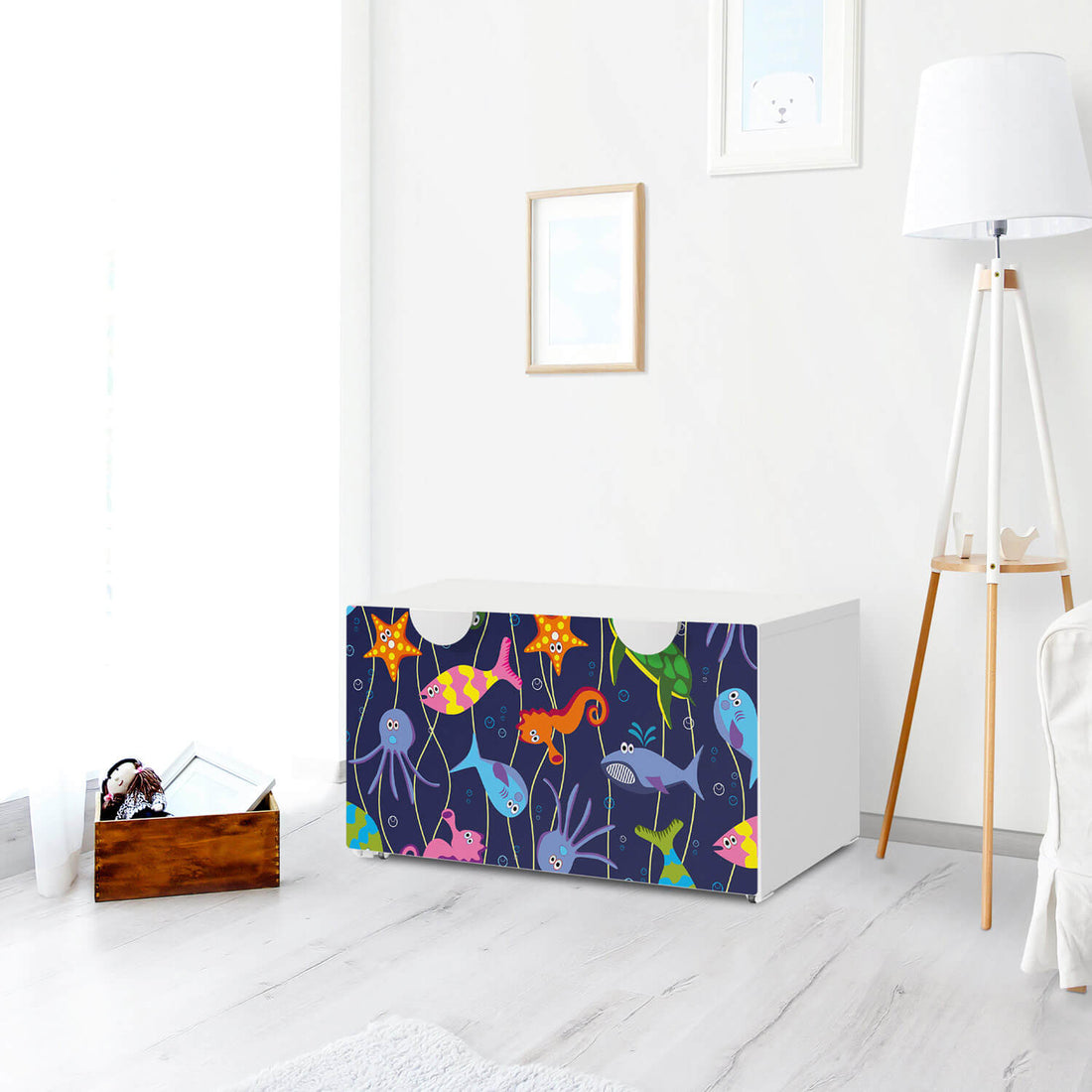 Möbelfolie Underwater Life - IKEA Smastad Bank mit Kasten - Kinderzimmer