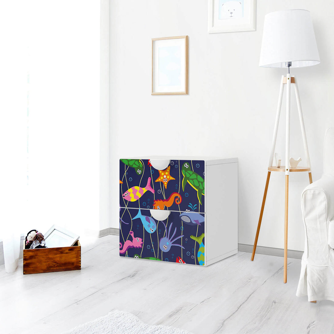 Klebefolie für Möbel Underwater Life - IKEA Smastad Kommode - 2 Schubladen - Kinderzimmer