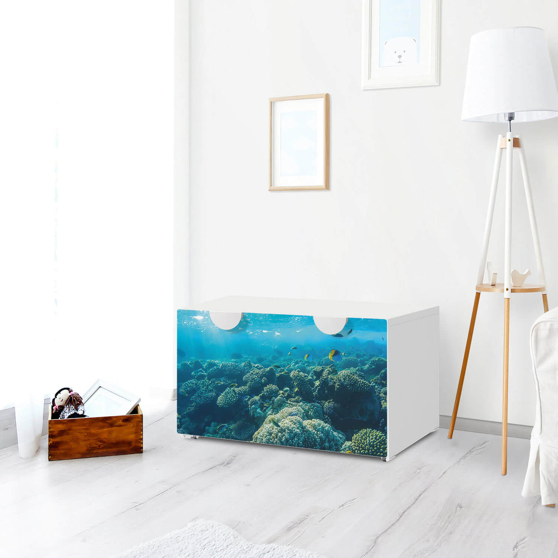 Möbelfolie Underwater World - IKEA Smastad Bank mit Kasten - Kinderzimmer