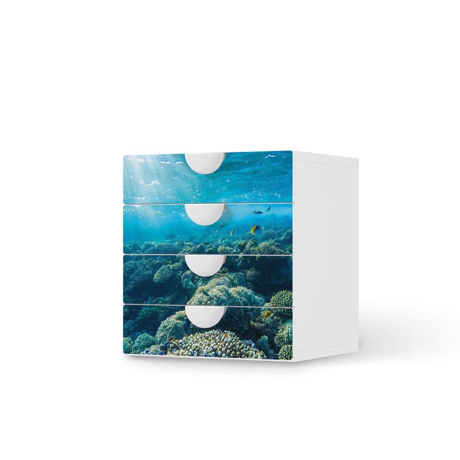 Klebefolie Underwater World - IKEA Smastad Kommode - 4 Schubladen  - weiss