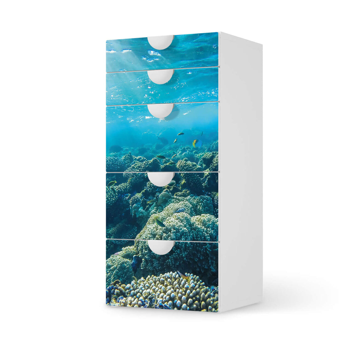 Möbel Klebefolie Underwater World - IKEA Smastad Kommode - 5 Schubladen  - weiss