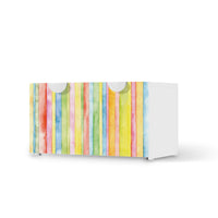 Möbelfolie Watercolor Stripes - IKEA Smastad Bank mit Kasten  - weiss