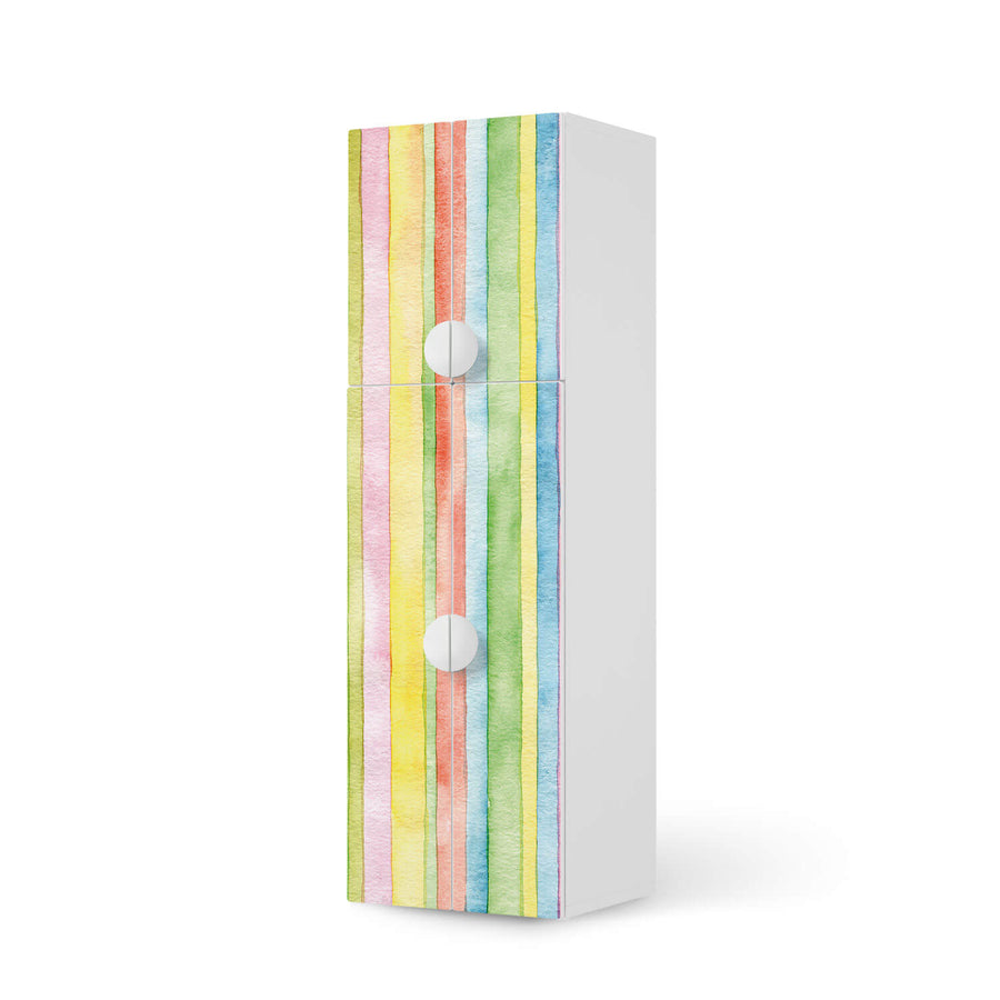 Selbstklebende Folie Watercolor Stripes - IKEA Smastad kombiniert - 2 große Türen und 2 kleine Türen  - weiss