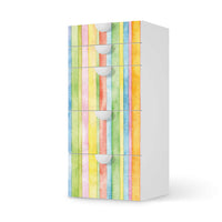 Möbel Klebefolie Watercolor Stripes - IKEA Smastad Kommode - 5 Schubladen  - weiss