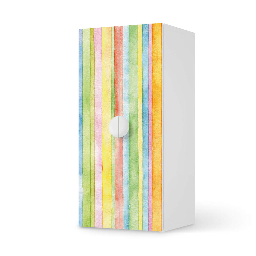 Möbelfolie Watercolor Stripes - IKEA Smastad Schrank - 2 große Türen  - weiss