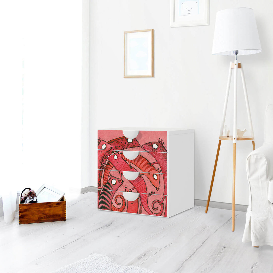 Klebefolie Wer mit wem - IKEA Smastad Kommode - 4 Schubladen - Kinderzimmer