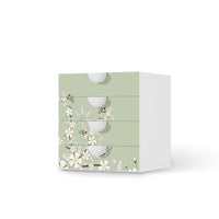 Klebefolie White Blossoms - IKEA Smastad Kommode - 4 Schubladen  - weiss