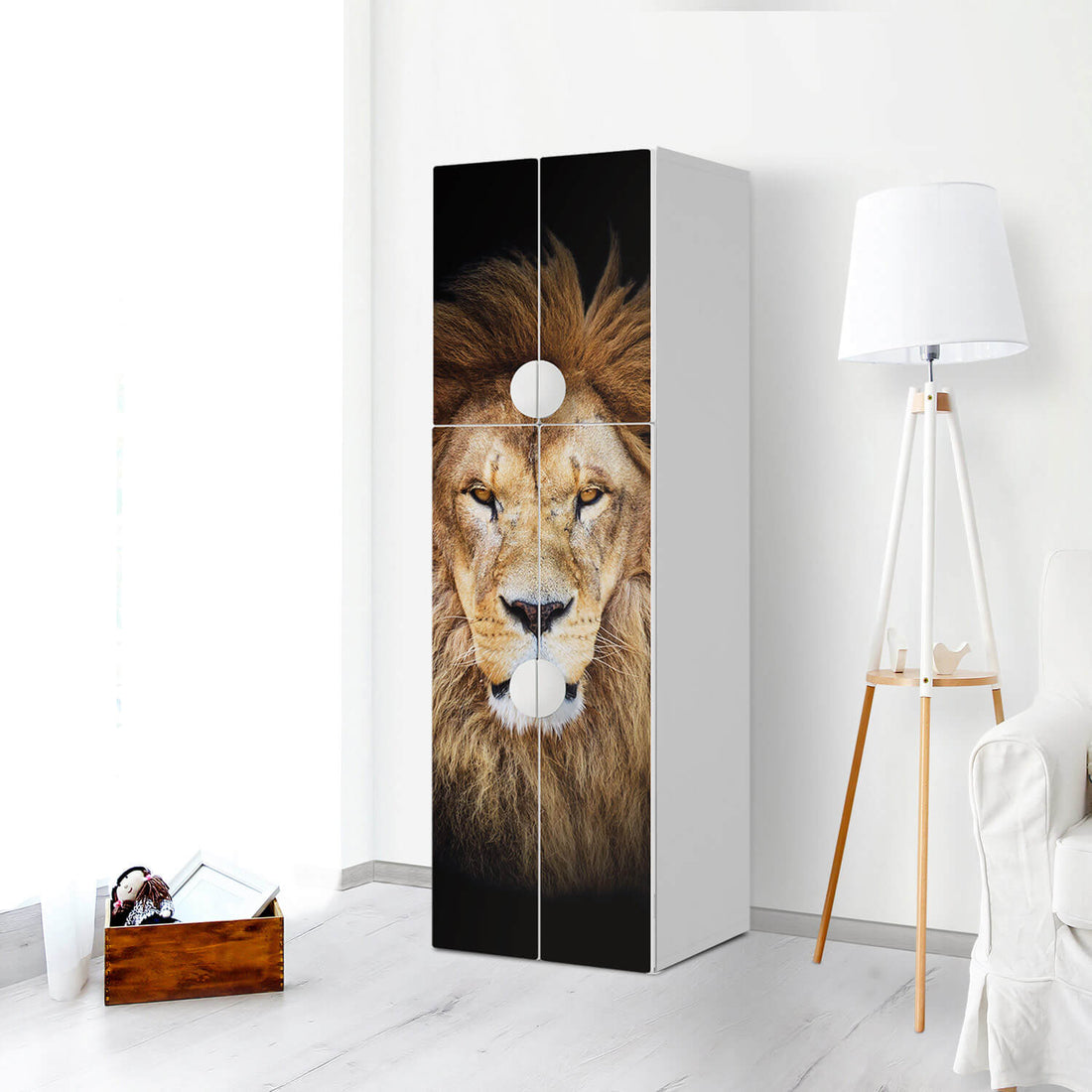 Selbstklebende Folie Wild Eyes - IKEA Smastad kombiniert - 2 große Türen und 2 kleine Türen - Kinderzimmer