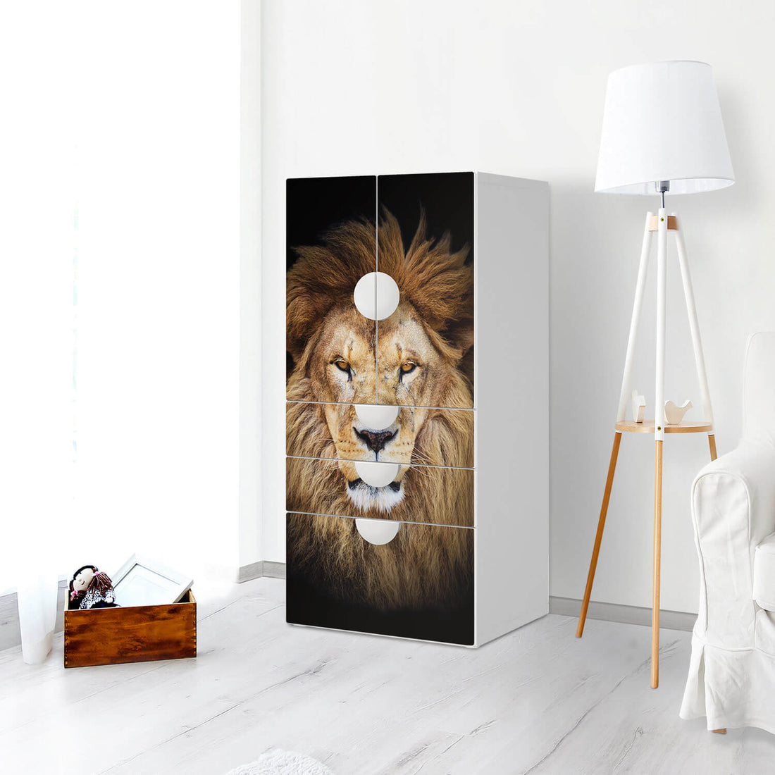 Möbelfolie Wild Eyes - IKEA Smastad kombiniert - 3 Schubladen und 2 kleine Türen - Kinderzimmer