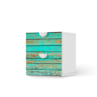 Klebefolie für Möbel Wooden Aqua - IKEA Smastad Kommode - 2 Schubladen  - weiss