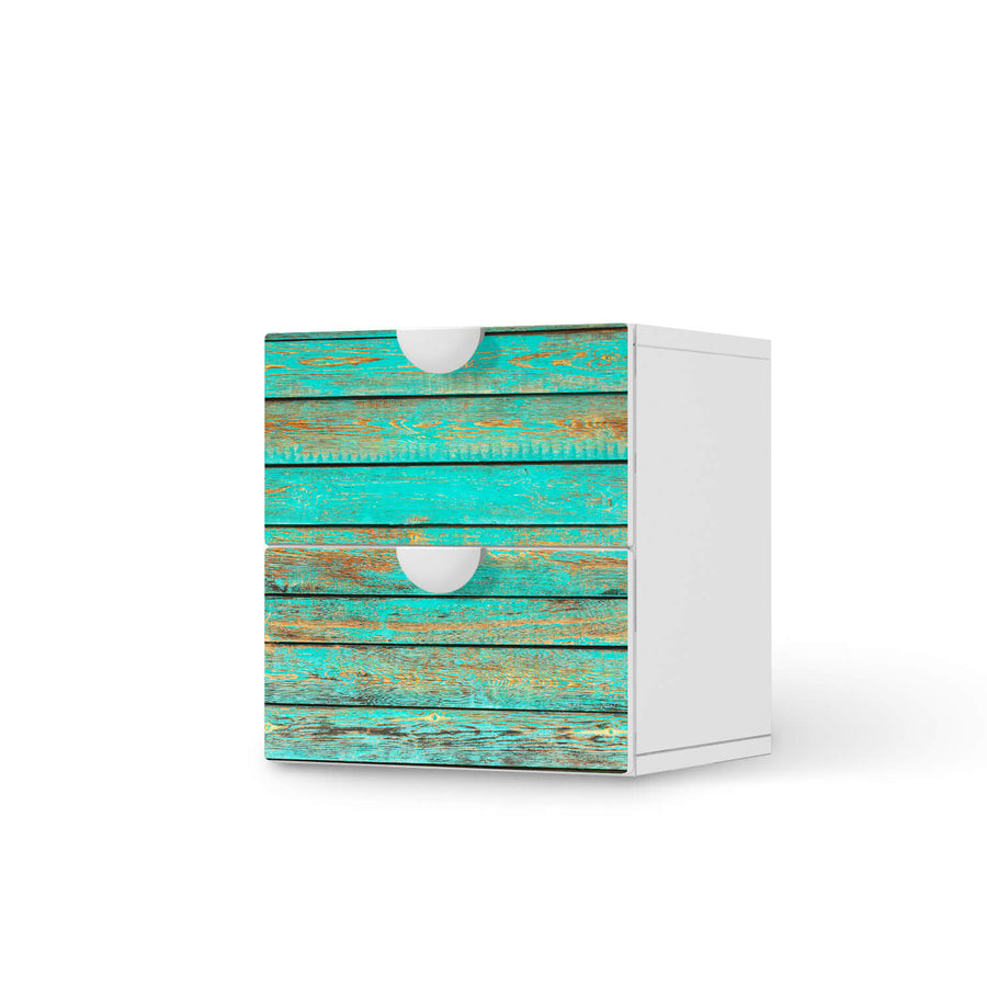 Klebefolie für Möbel Wooden Aqua - IKEA Smastad Kommode - 2 Schubladen  - weiss