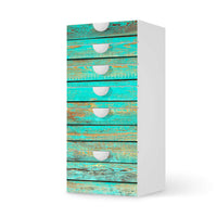 Klebefolie für Möbel Wooden Aqua - IKEA Smastad Kommode - 6 Schubladen  - weiss