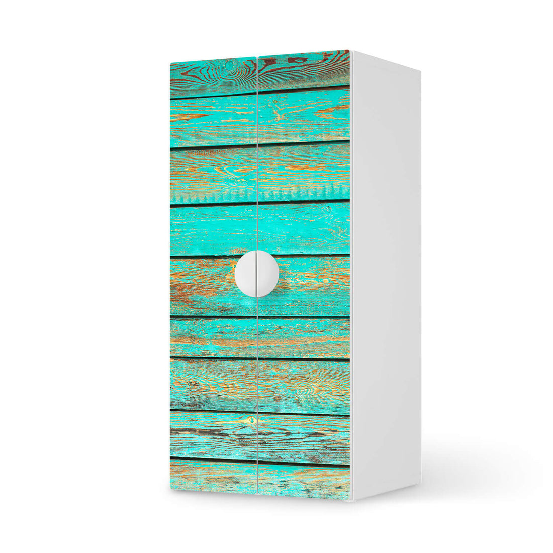 Möbelfolie Wooden Aqua - IKEA Smastad Schrank - 2 große Türen  - weiss