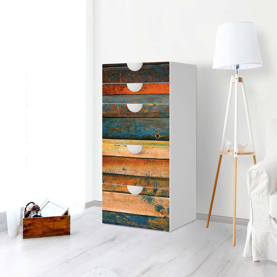 Möbel Klebefolie Wooden - IKEA Smastad Kommode - 5 Schubladen - Kinderzimmer