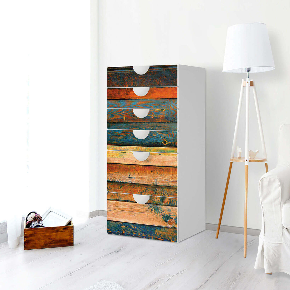 Klebefolie für Möbel Wooden - IKEA Smastad Kommode - 6 Schubladen - Kinderzimmer