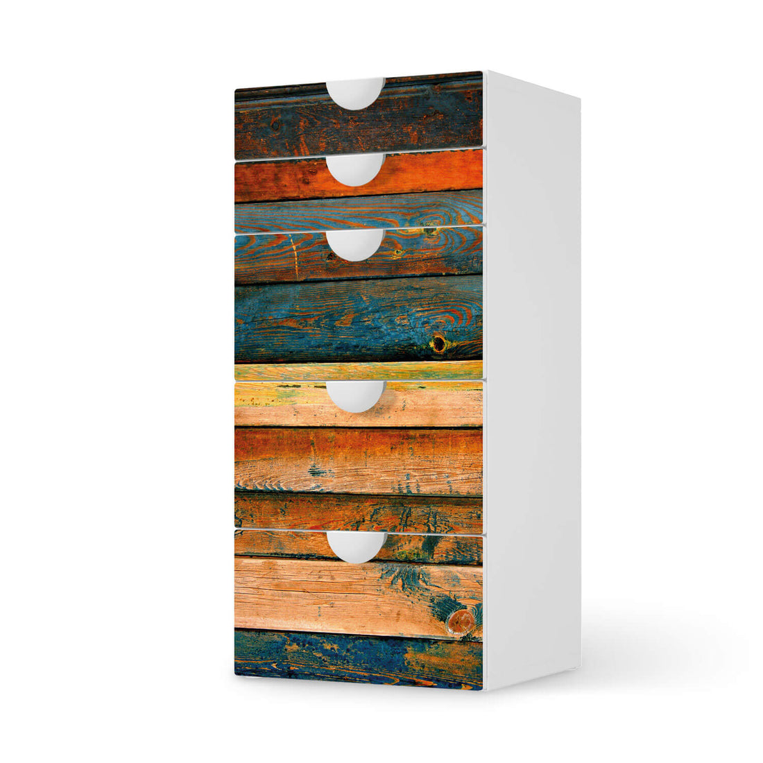Möbel Klebefolie Wooden - IKEA Smastad Kommode - 5 Schubladen  - weiss