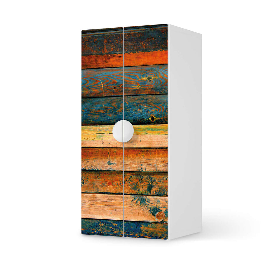 Möbelfolie Wooden - IKEA Smastad Schrank - 2 große Türen  - weiss