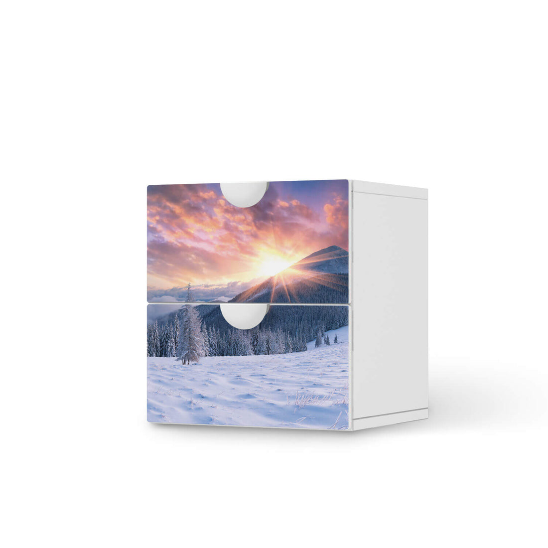 Klebefolie für Möbel Zauberhafte Winterlandschaft - IKEA Smastad Kommode - 2 Schubladen  - weiss