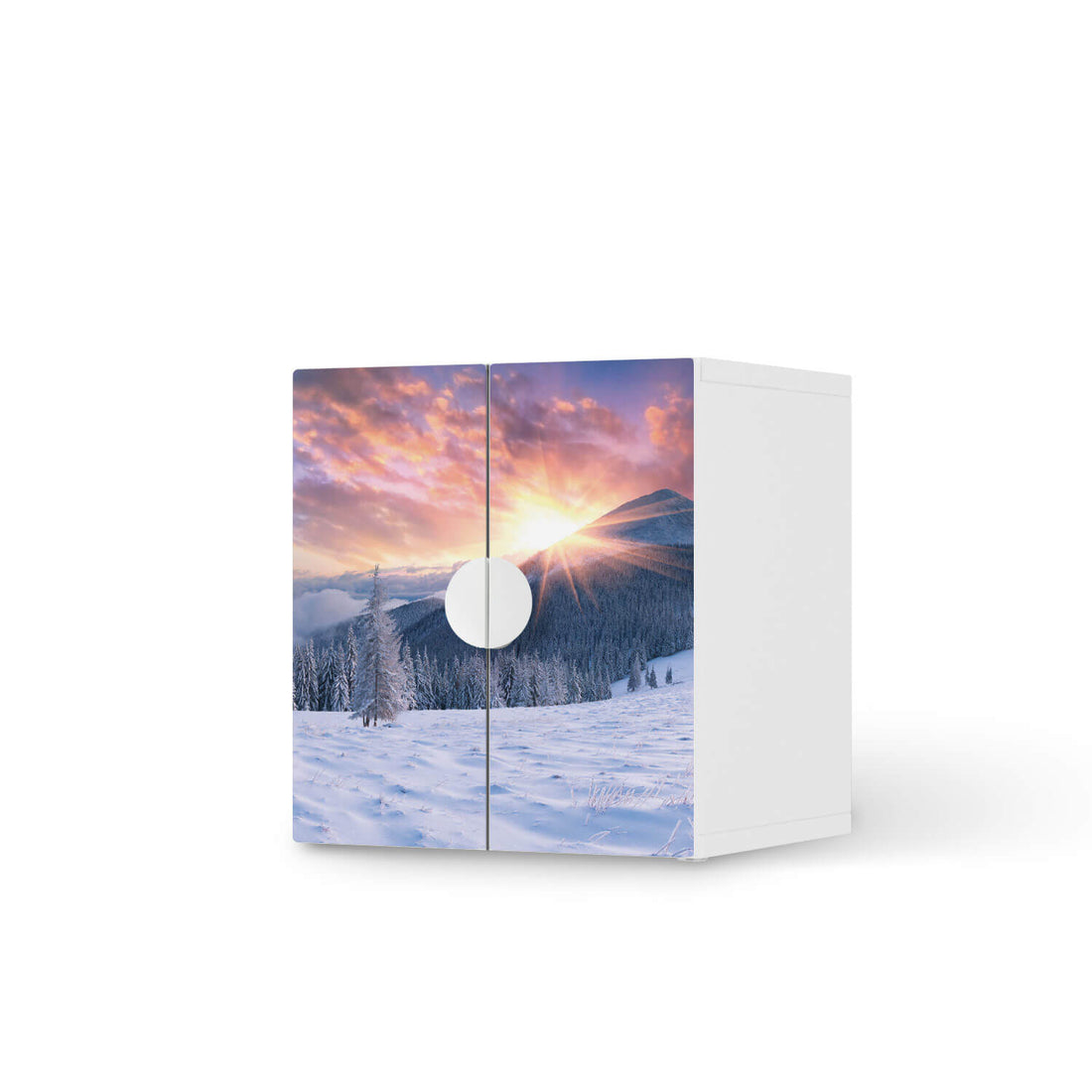 Selbstklebende Folie Zauberhafte Winterlandschaft - IKEA Smastad Schrank - 2 kleine Türen  - weiss
