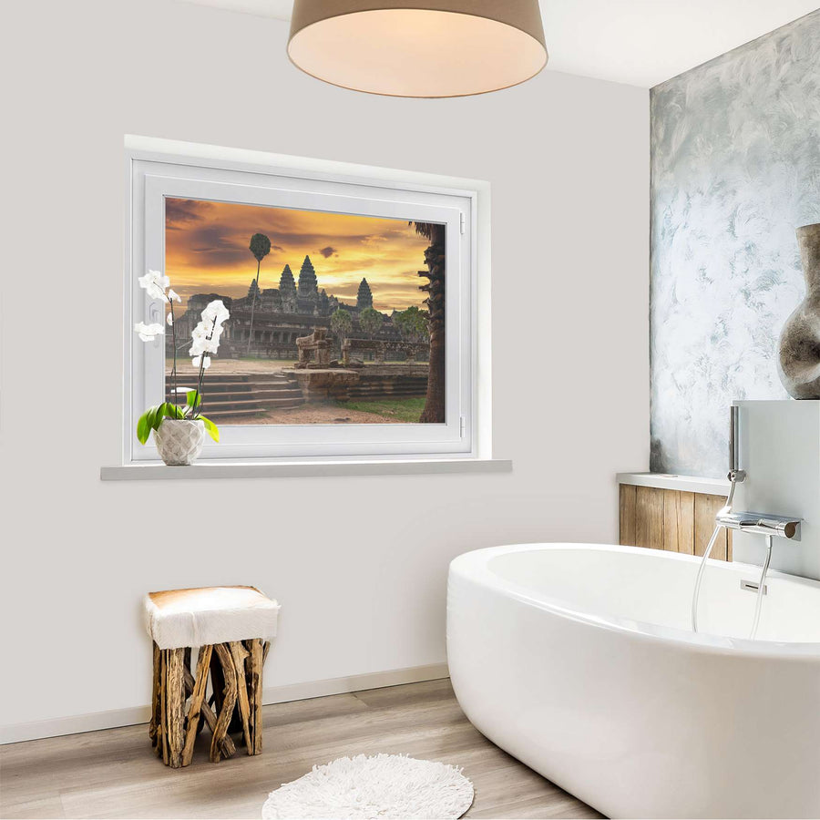 Fensterfolie [quer] - Angkor Wat - 100x70 cm - Bad