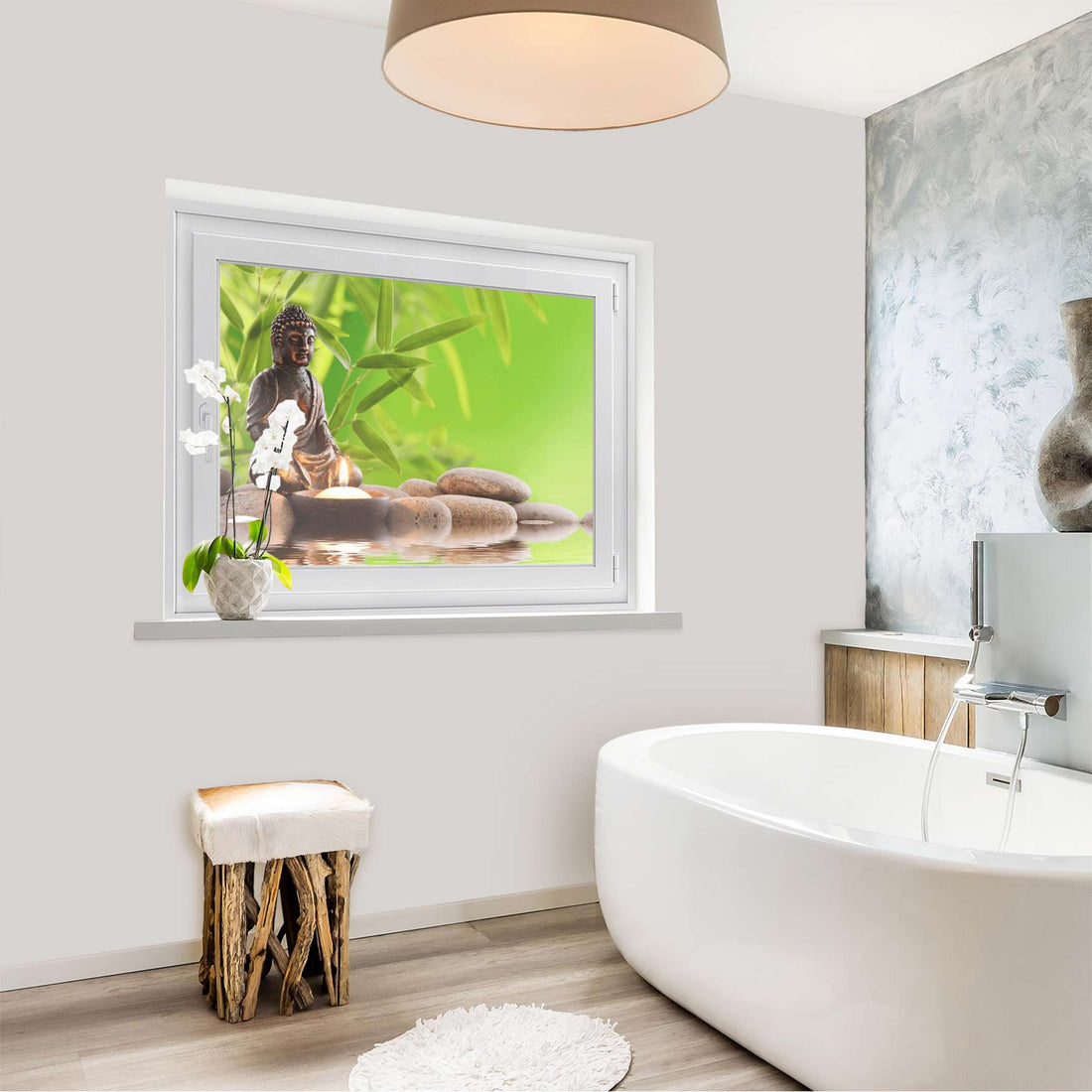Fensterfolie [quer] - Buddha Zen - 100x70 cm - Bad