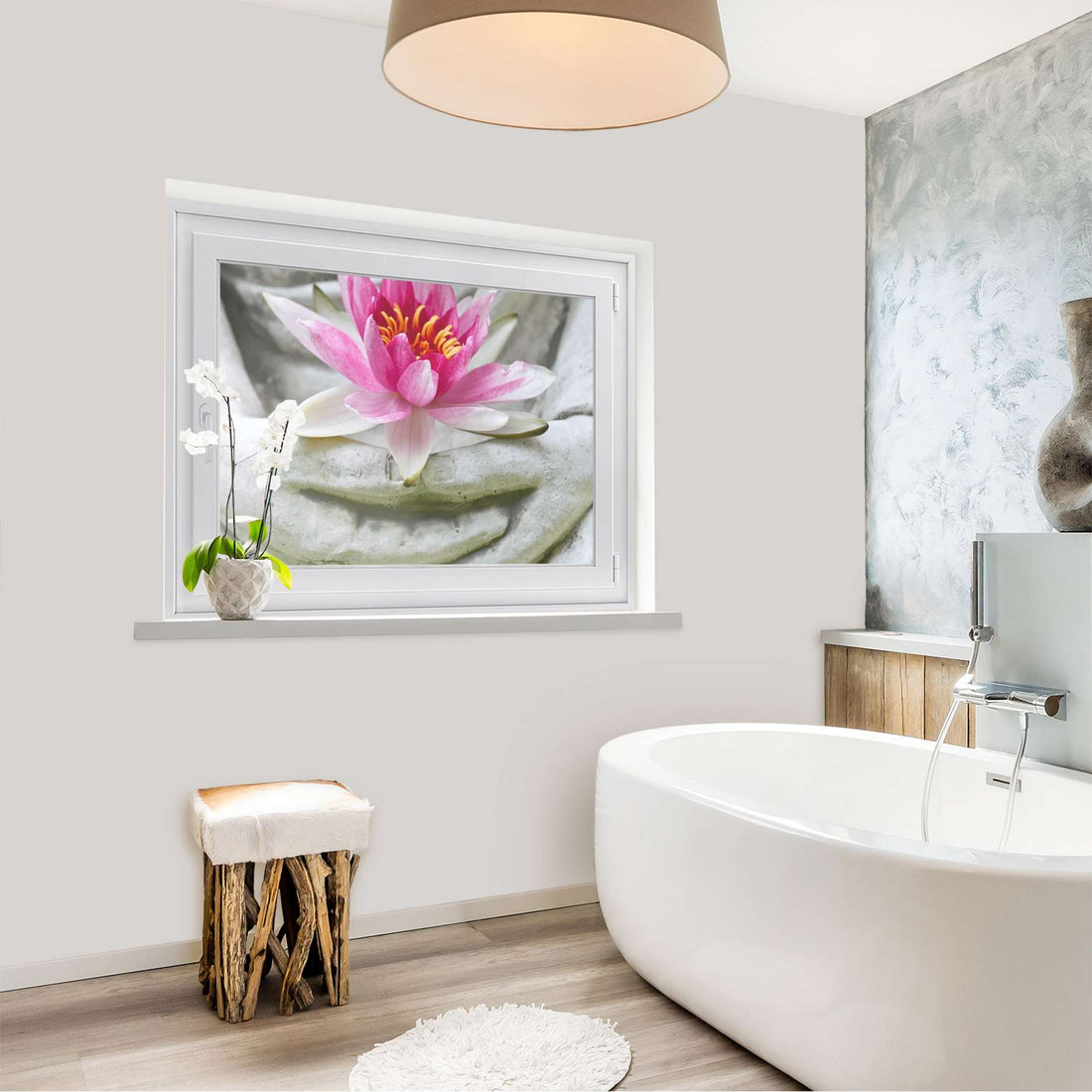 Fensterfolie [quer] - Flower Buddha - 100x70 cm - Bad