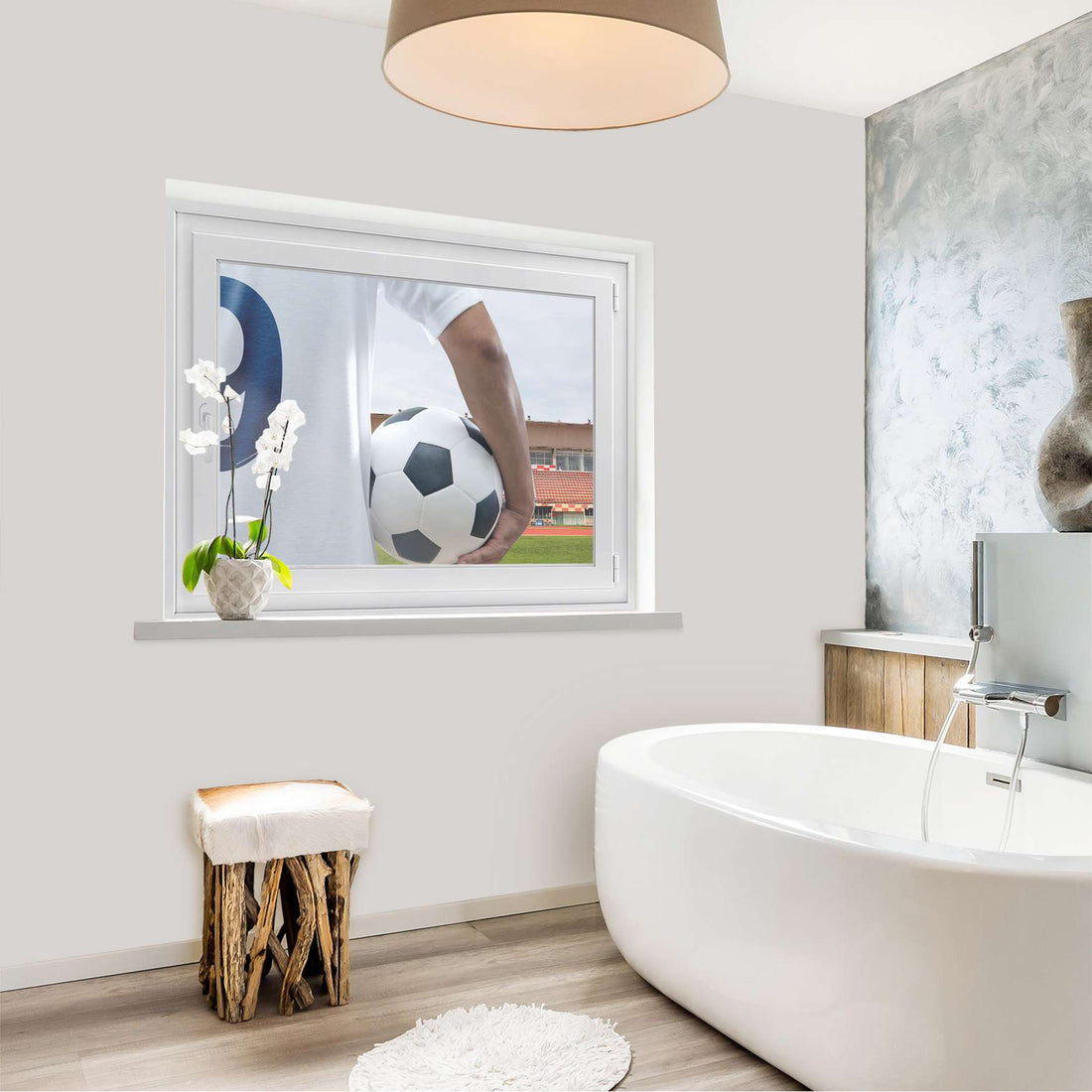 Fensterfolie [quer] - Footballmania - 100x70 cm - Bad