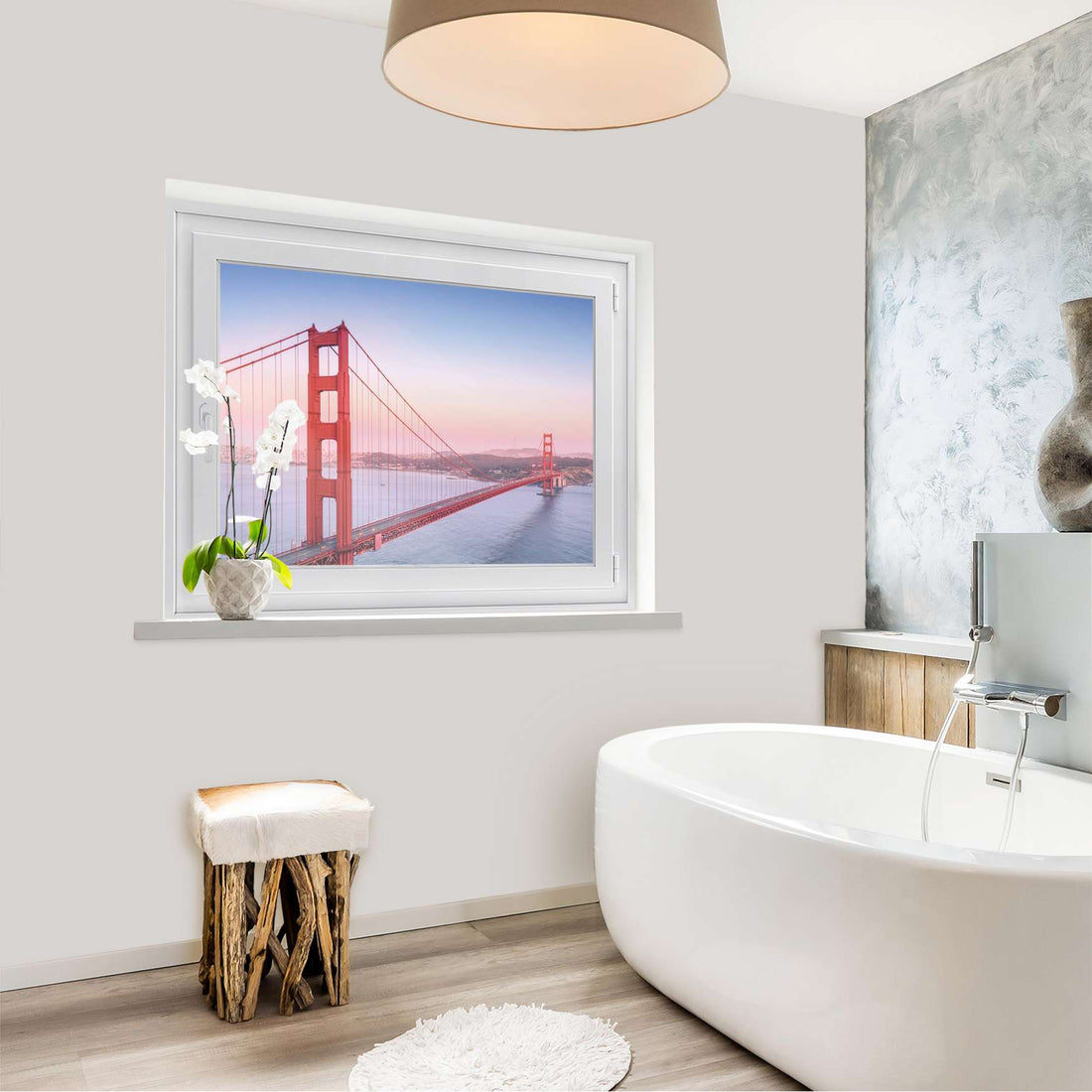 Fensterfolie [quer] - Golden Gate - 100x70 cm - Bad