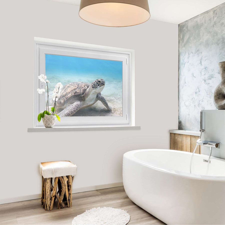 Fensterfolie [quer] - Green Sea Turtle - 100x70 cm - Bad