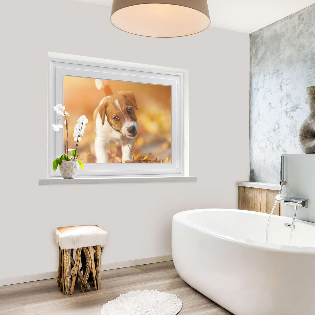 Fensterfolie [quer] - Jack the Puppy - 100x70 cm - Bad