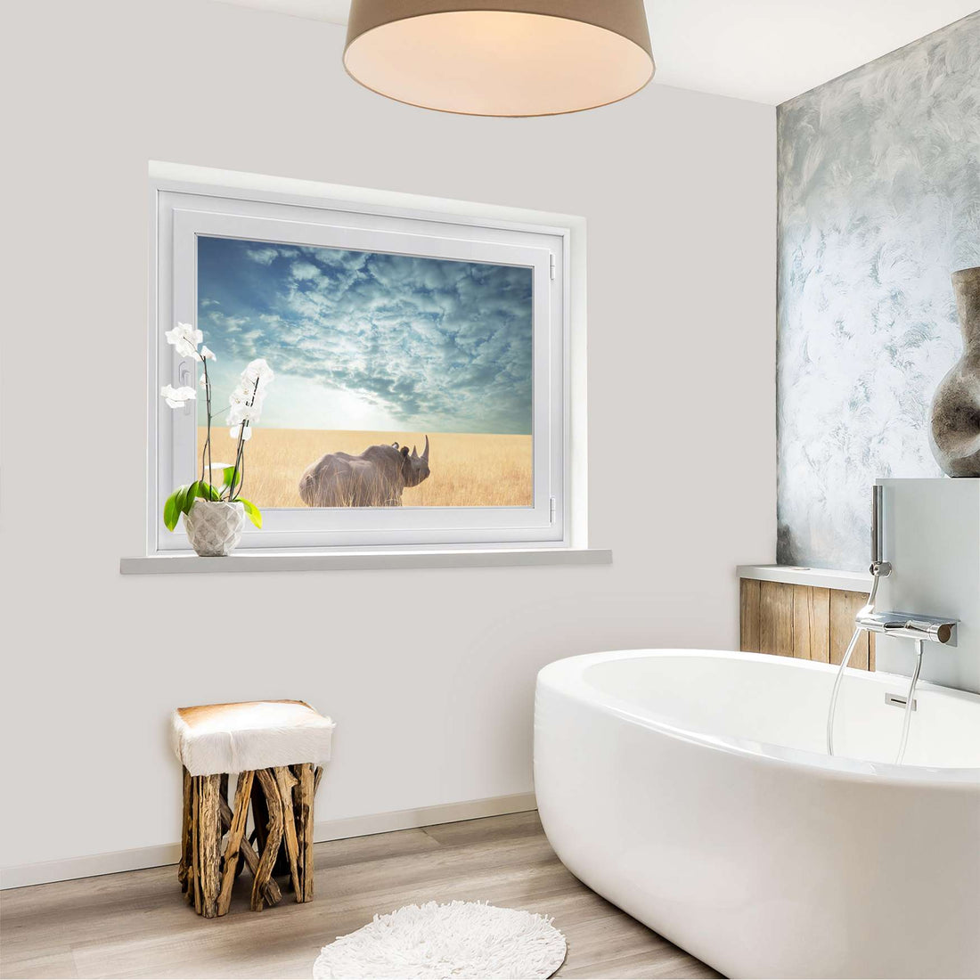 Fensterfolie [quer] - Rhino - 100x70 cm - Bad