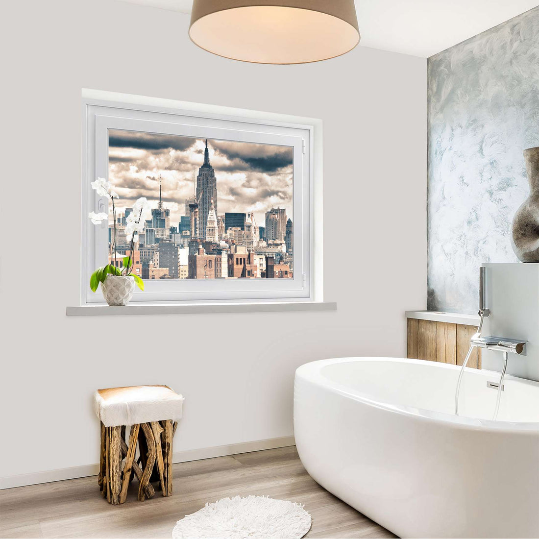 Fensterfolie [quer] - Skyline NYC - 100x70 cm - Bad