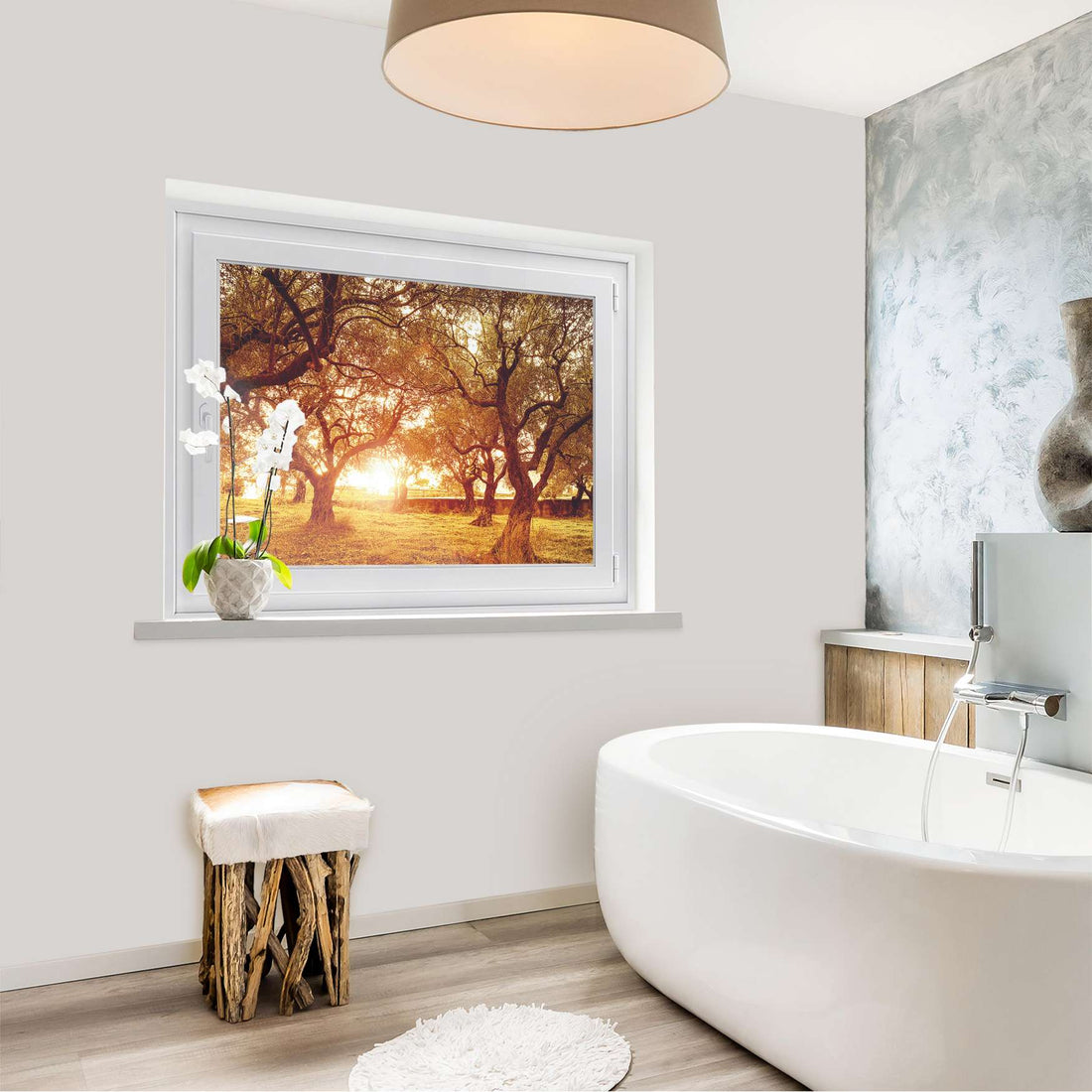 Fensterfolie [quer] - Tree Sunlight - 100x70 cm - Bad